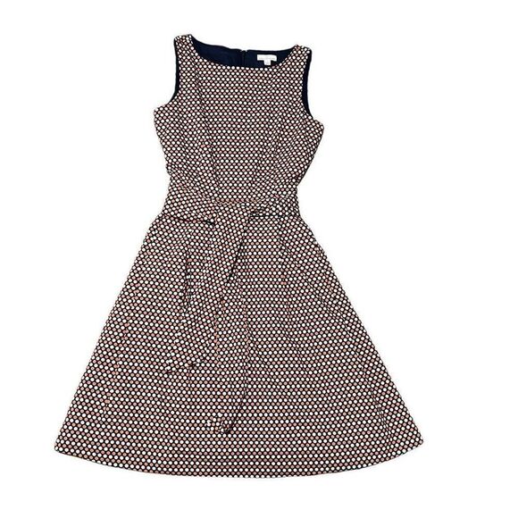 LL Bean Signature Dresses & Skirts - LL Bean Signature Polka Dot Cotton Fit Flare Dress Navy Orange White Size 2